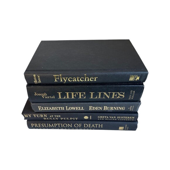 Black and Gold Decorative Books | Set of 5 Hardcover | Home Staging Prop Rental - Picture 2 of 12